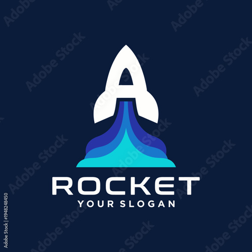 An elegant rocket logo design featuring sleek lines and a color gradient, symbolizing innovation, growth, and ambition in a modern and impactful way.