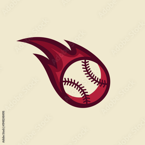 An exciting graphic featuring a baseball with flames, capturing the thrill of sports, speed, and dynamism, portraying the excitement of baseball in a vibrant, artistic manner.