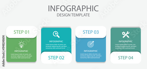 Business Infographic design template Vector with icons and 4 four options or steps. Can be used for workflow layout, diagram, annual report, web design.