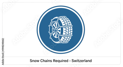 Official road sign for mandatory snow chains on vehicles, ensuring safety and optimal traction during winter conditions on snowy or icy roads