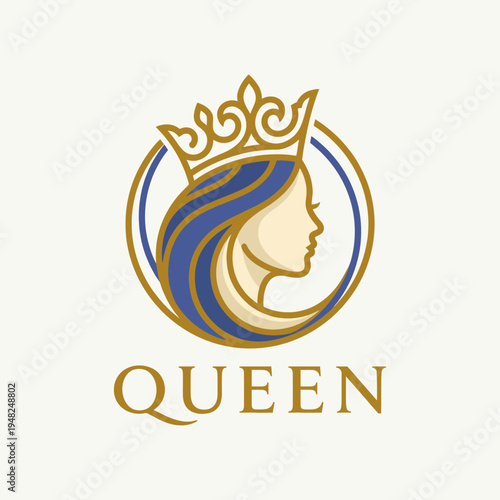 This image showcases an elegant profile of a queen adorned with a regal crown. The flowing hair and sophisticated design embody grace and royalty.