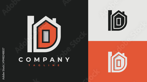 Stylish logo featuring a house shape and bold letters, perfect for real estate or property management branding to communicate modernity and professionalism.
