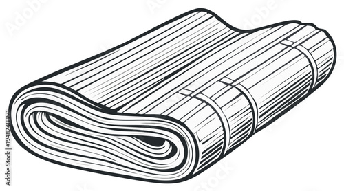 Rolled Up Yoga Mat Illustration - Exercise, Gym, Fitness, and Wellness Accessory in Line Art