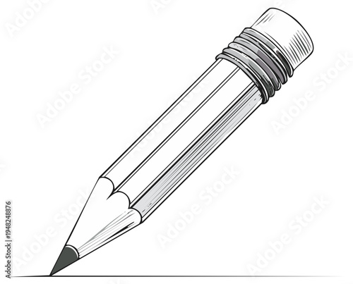 Sharpened Graphite Pencil with Eraser Drawing a Line