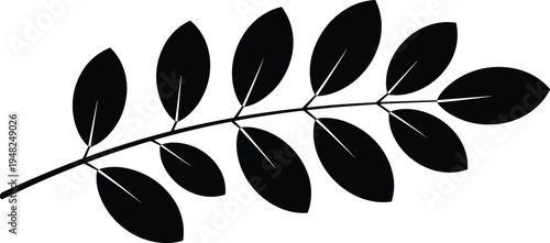 Olive branch silhouette with leaves isolated vector illustration symbolizing peace, nature, botanical element and organic plant design