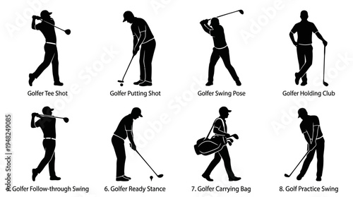 Golf Vector Silhouettes for Sports Training and Design