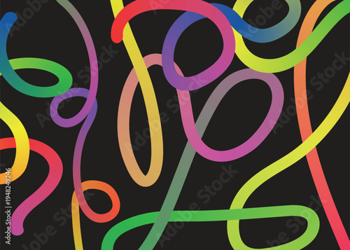 Vibrant multicolored squiggles on black background