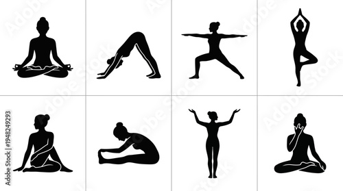 Yoga Vector Silhouettes for Fitness, Wellness, and Design