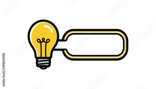 A bright idea light bulb with a speech bubble for creative thoughts and innovative solutions