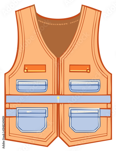 Safety orange vest with front pockets and reflective stripes for work wear protective equipment