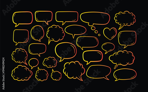 Collection of various speech bubbles in different shapes and sizes