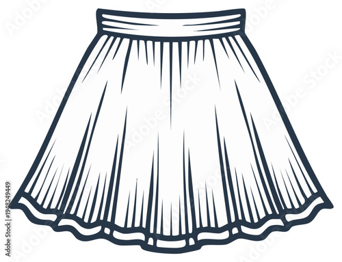 Simple Line Drawing of a Pleated Skirt Fashion Item Clothing Apparel Design Illustration