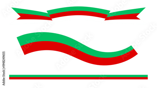 Set of 3 Green and Red Ribbon Banners Vector Illustration for Festive Decorations, Awards, and Marketing Designs
