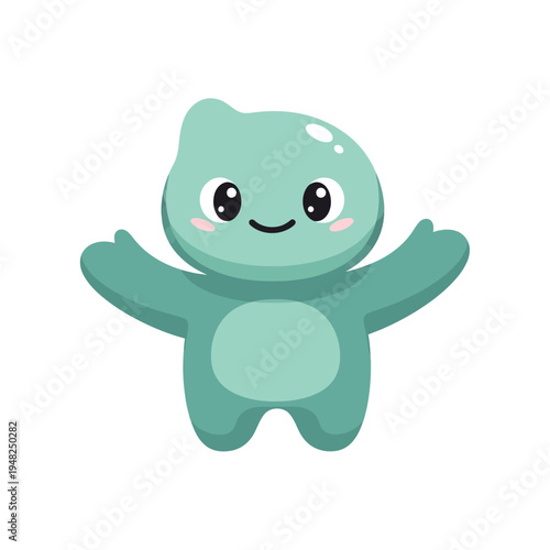 Cute Cartoon Character with Happy Facial Expression.