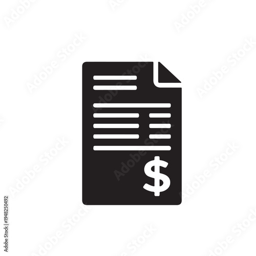 Finance Invoice Document Icon with Dollar – Business Billing Symbol