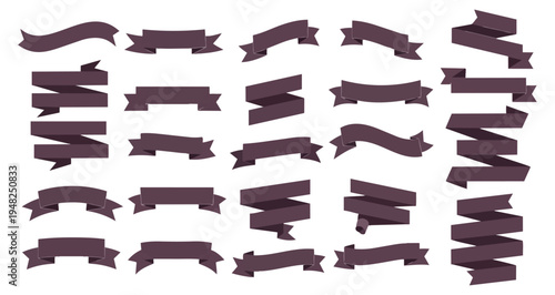 Collection of ribbon banners for design and decoration elements