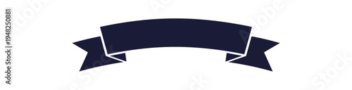 Dark blue ribbon banner with copy space on black background