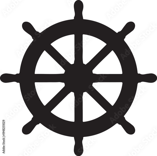 Black ship wheel icon vector