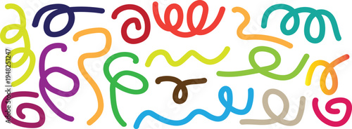 Colorful swirling shapes on a white background