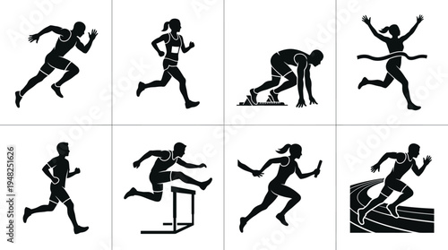 Running Vector Silhouettes for Athletics and Sports Design
