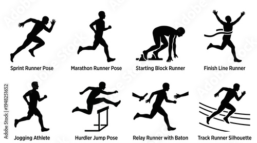 Running Vector Silhouettes for Athletics and Sports Design