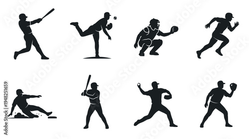 Baseball Vector Silhouettes for Sports Training and Design