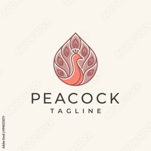 The peacock logo showcases a vibrant bird with beautiful plumage. This design symbolizes beauty, pride, and vibrancy, suitable for fashion or event brands looking for elegance.