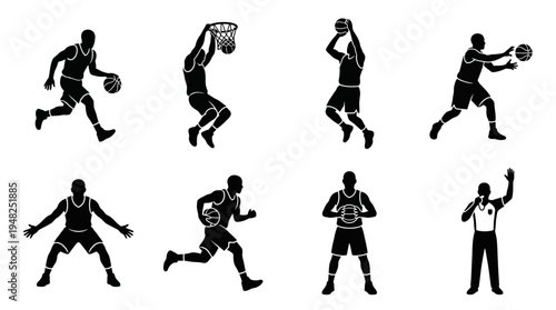 Basketball Vector Silhouettes for Sports Training and Design