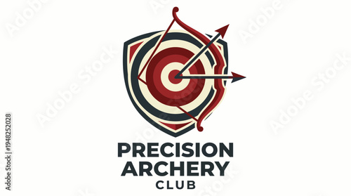 This logo represents the Precision Archery Club, featuring an archery target with an arrow, signifying precision, skill, and the sport of archery, appealing to enthusiasts and athletes.