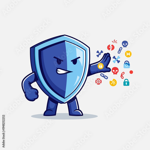 Shield Character Protecting Data and Security.