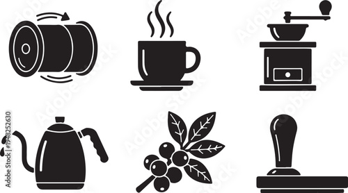 Professional Coffee Brewing Equipment Icon Set for Cafe and Barista Branding