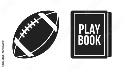 A football and a play book on a white background Vector