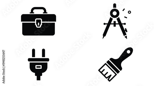 Tools and equipment for various tasks and projects Vector