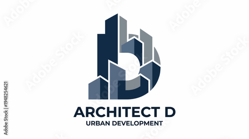 A sophisticated logo showcasing an abstract portrayal of buildings and the letter D, perfect for urban development companies aiming for a contemporary image and brand identity.