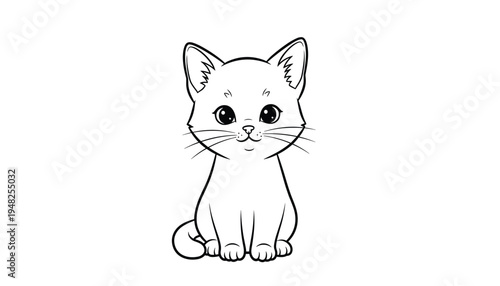 Cute cartoon cat sitting and smiling
