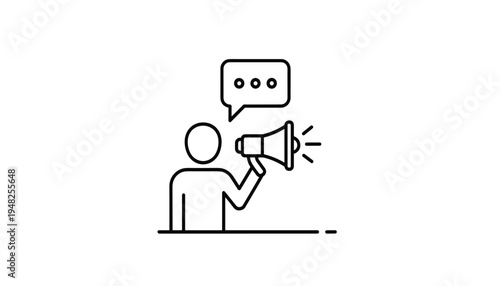 A person using a megaphone to amplify their voice with a speech bubble