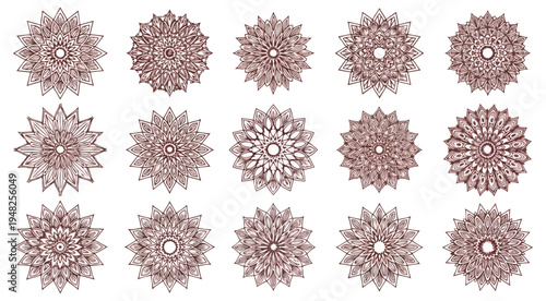 Geometric floral patterns in repeating design on black background