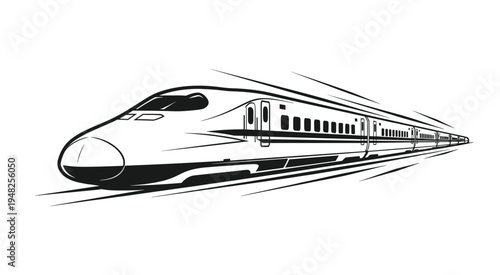 A modern high-speed bullet train in motion, vector illustration, rapid transportation