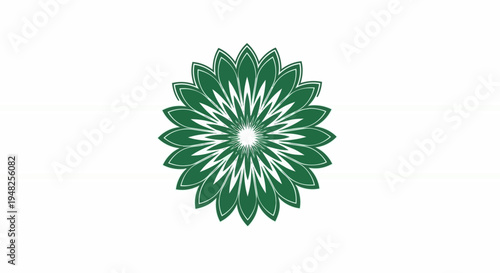 Green floral emblem on white background with horizontal bands