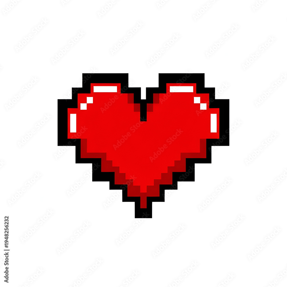 Fototapeta premium Pixelated 8-Bit Heart Vector Logo for Gaming and Health Apps
