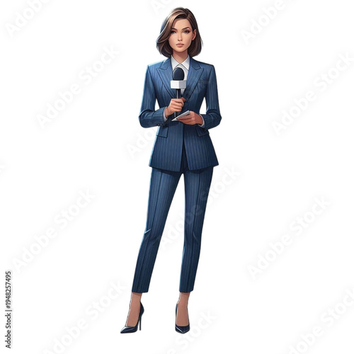 Female News Reporter present news vector