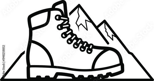 hiking boot and mountain