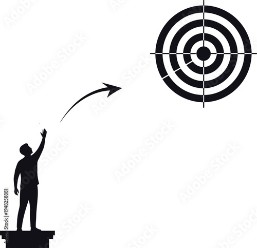 Business target goal achievement silhouette concept illustration