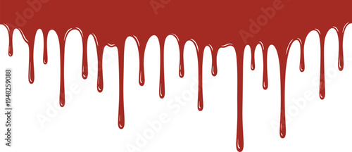 Red liquid drips on white background paint abstract