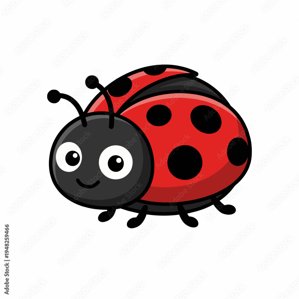 Fototapeta premium This charming ladybug illustration features a bright red shell with distinct black spots, capturing the essence of nature's beauty, making it ideal for eco-friendly and whimsical themes.