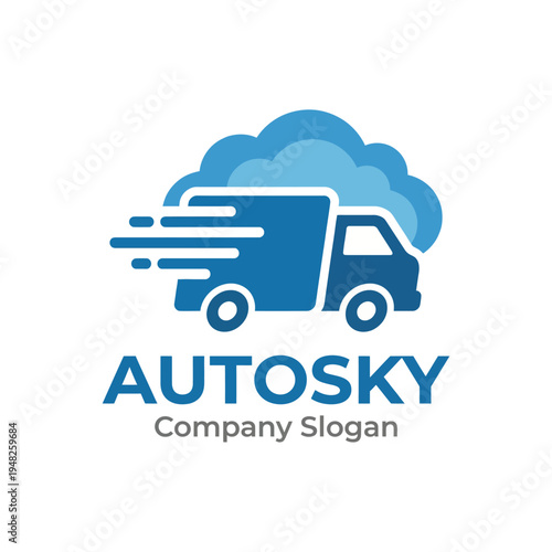This logo features a stylish delivery truck surrounded by clouds, symbolizing speed and reliability. It represents a modern delivery service ready to meet customer needs.