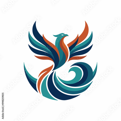 This striking image illustrates a stylized phoenix rising with vibrant colors and flowing shapes, symbolizing rebirth, transformation, and resilience in artful fashion.