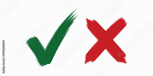 Checkmark and cross symbols in green and red colors