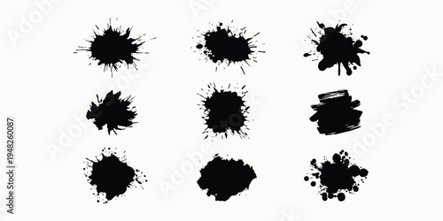 Ink blotches and splotches graphic design elements