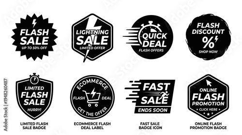 Flash Sale Vector Labels for Retail and Promo Design